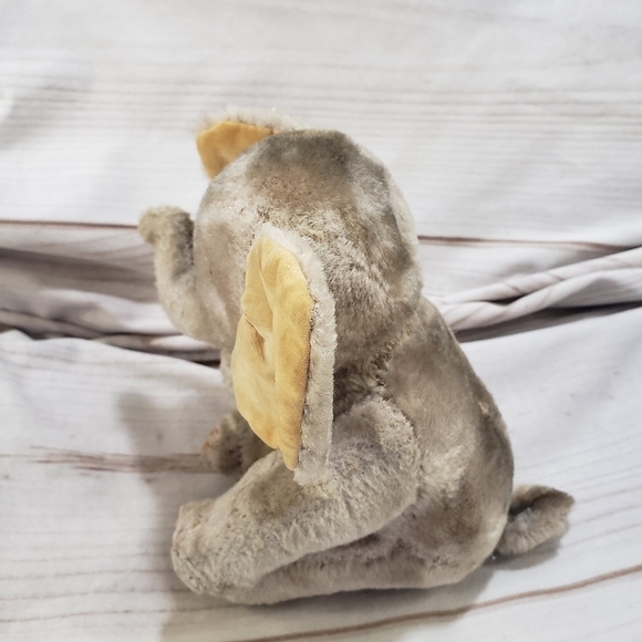 Vintage Mohair Elephant Straw Stuffed Animal Made In Japan 1950s Sitting 7 Inch - Picture 9 of 15